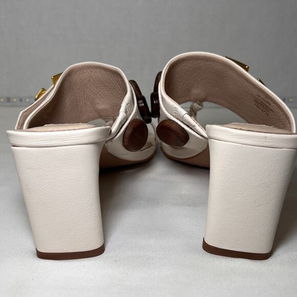 Louise et Cie Lalita Heels Size 7M White Leather Slide Sandals Embellished Boho - Picture 6 of 11